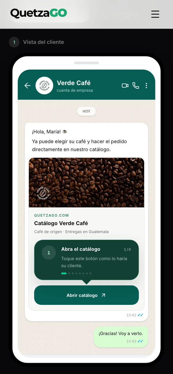 QuetzaGO: Demo: pedido del cliente