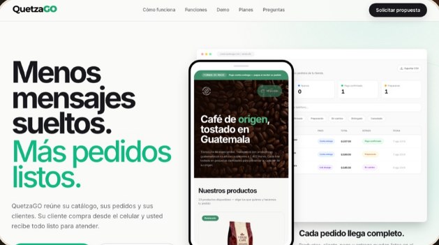 Página de inicio de QuetzaGO