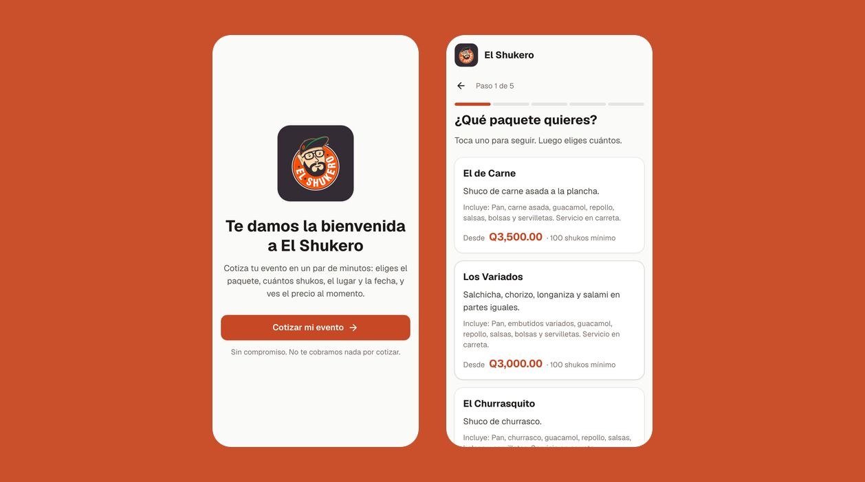 Pantallas del cotizador de El Shukero